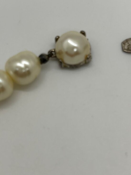 Vintage Faux Baroque Pearl Choker Necklace 15" With Box Clasp Elegant - Picture 13 of 16